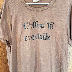 Listicle Taupe Graphic Tee with Script Label